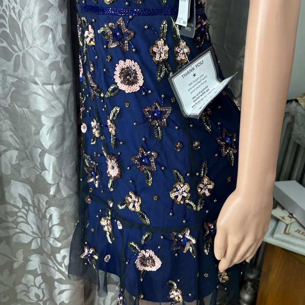 NWT ADRIANNA PAPELL Womens Floral Beaded Short Dress - Picture 10 of 16
